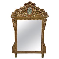Antique 18th Century French Louis XVI Carved Giltwood Wall Mirror from Provence