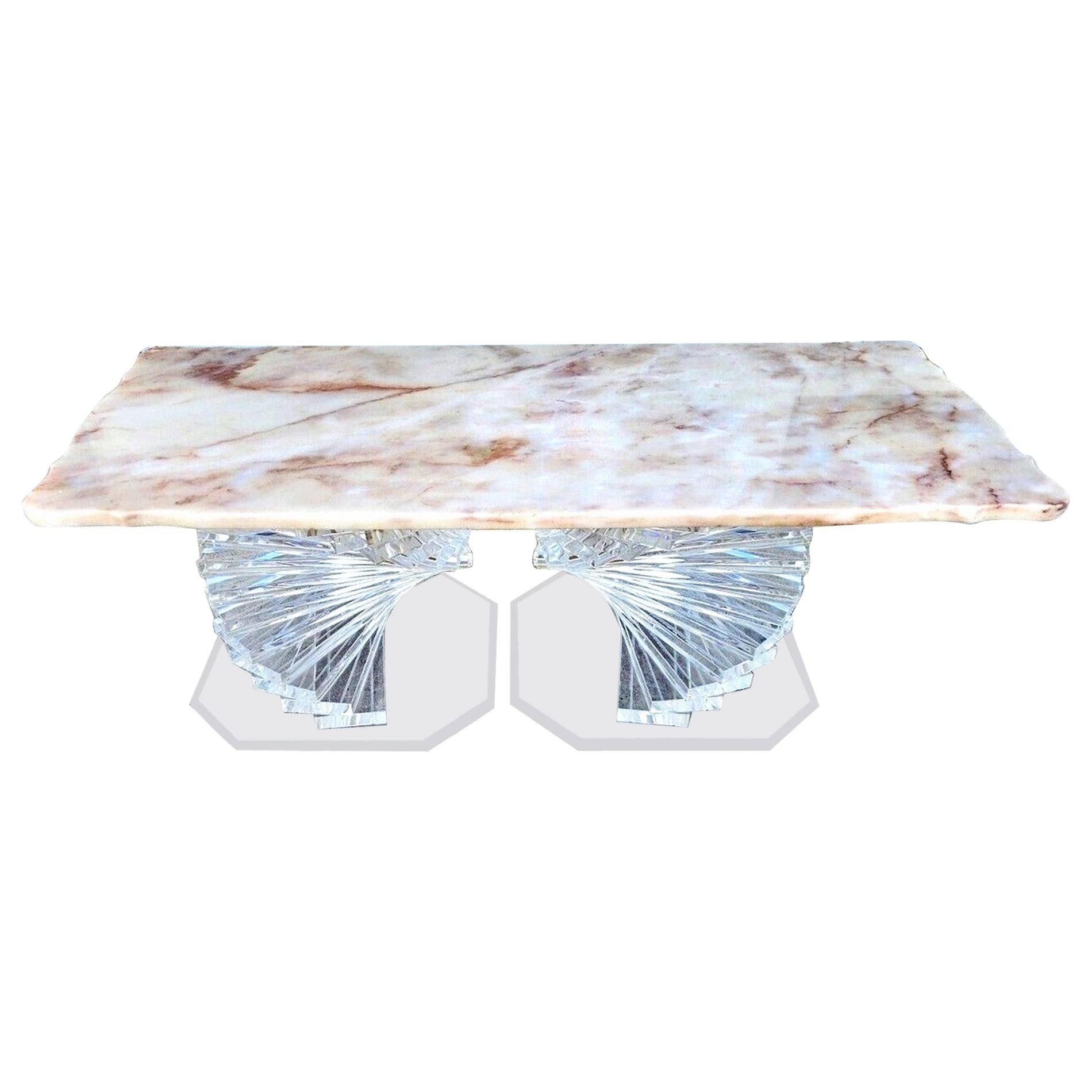 Vintage Portuguese Marble & Lucite Coffee Table For Sale