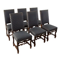 Set of Six Mid-20th Century French Hand Carved Mutton Leg Chairs
