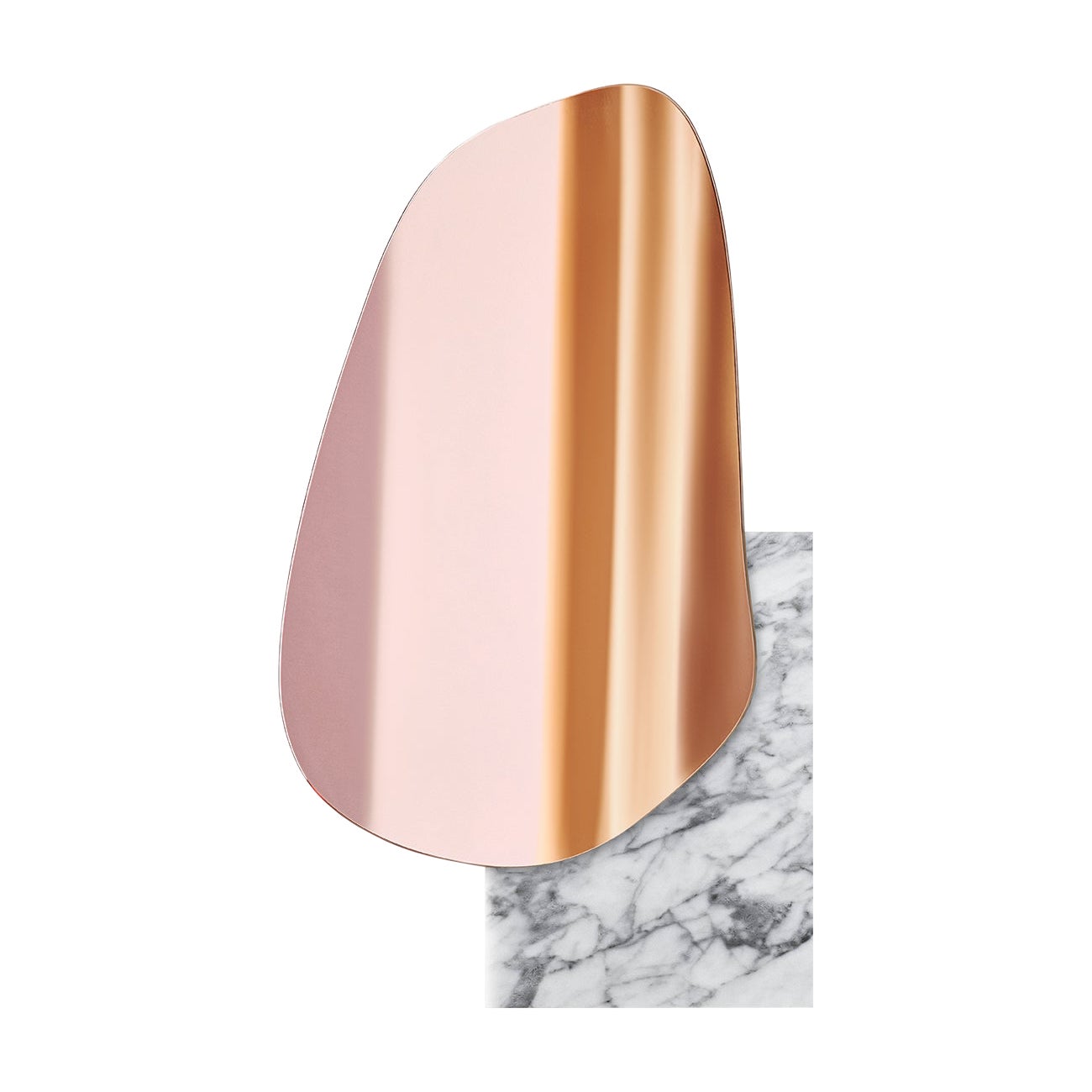 Wall Mirror Lake 3 by Noom with White Marble Statuario Base and Copper Tint