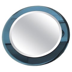 Luigi Fontana Design Blue Cobalt Mirror Deco' Years 40 Design Pietro Chiesa Attr