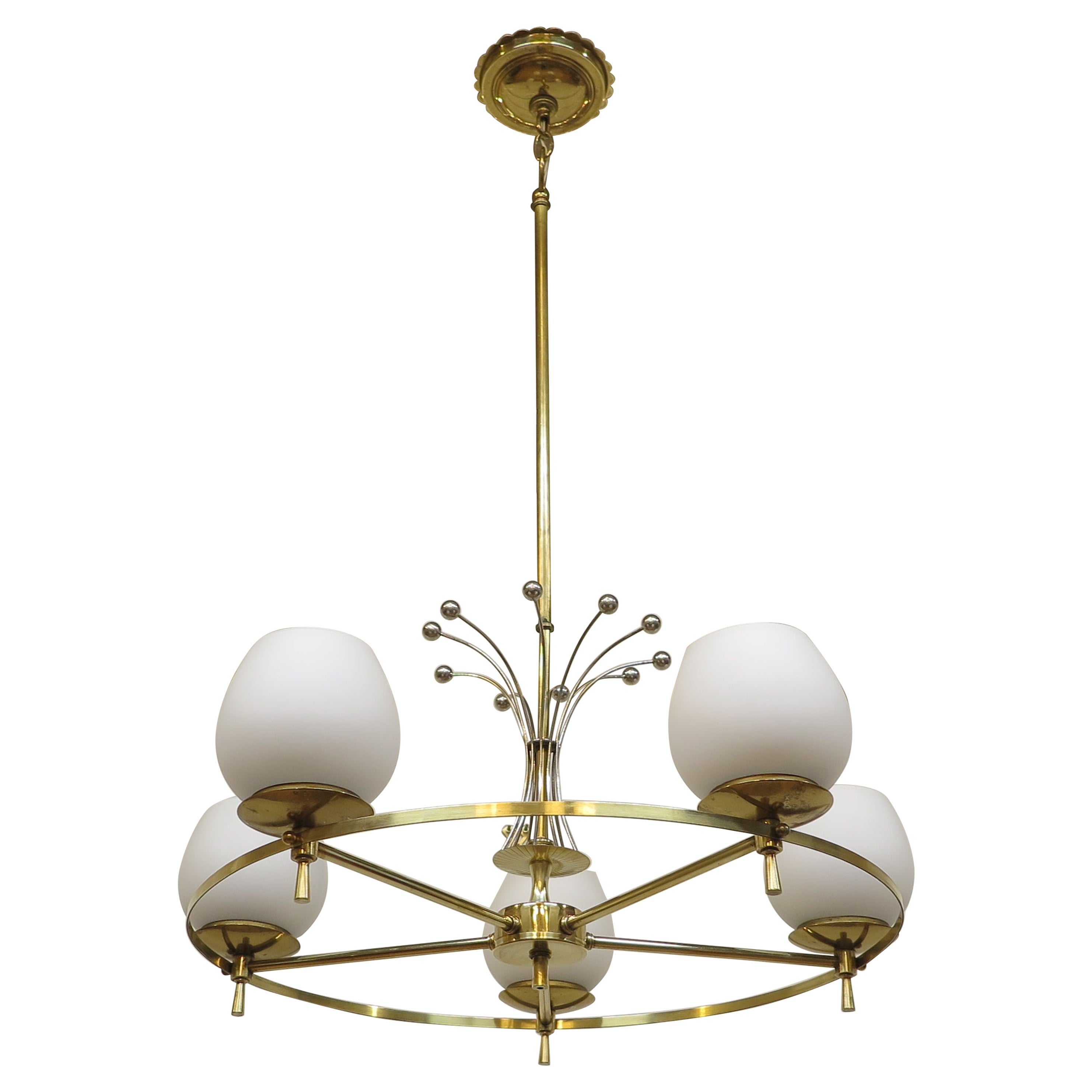 Mid-Century Brass Chandelier Attributed to Gerald Thurston Lightolier