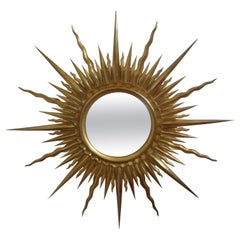 Italian Giltwood Sunburst Convex Mirror