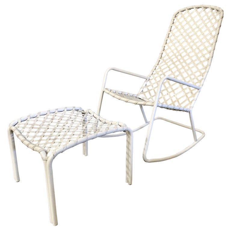 Brown Jordan "Tamiami" Woven Rocking Chair and Ottoman For Sale at 1stDibs