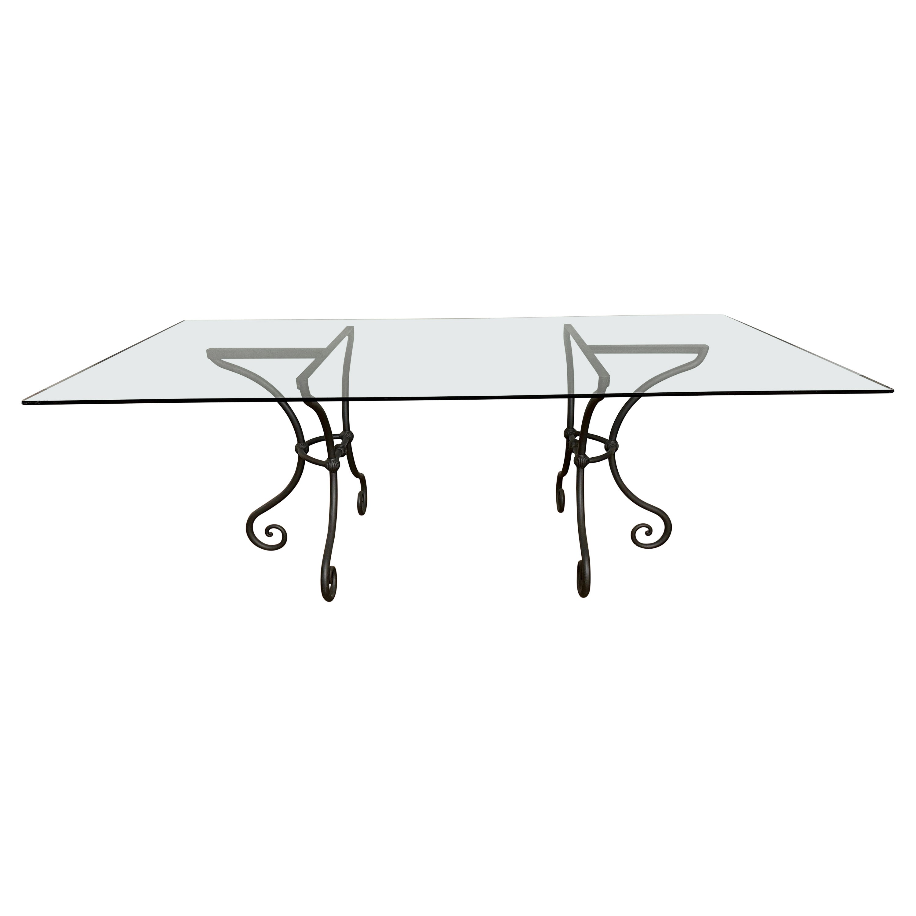 Pair of French Bistro Style Demi Lune Metal Dining Table base, Base Only For Sale