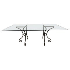 Pair of French Bistro Style Demi Lune Metal Dining Table base, Base Only