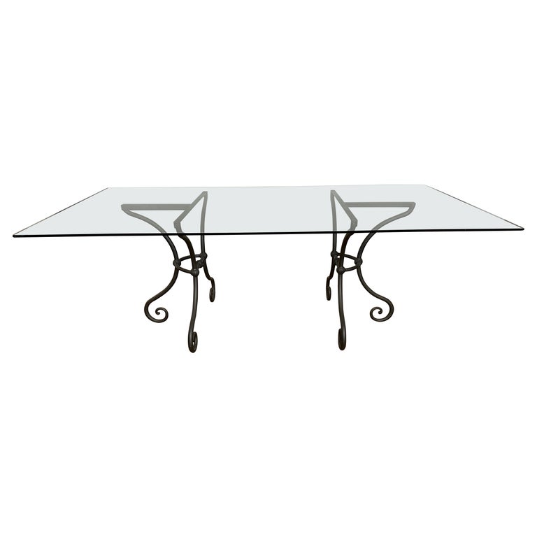 Pair of French Bistro Style Demi Lune Metal Dining Table base, Base