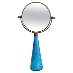 Retro Murano Blue Stripe Glass Vanity Table Mirror
