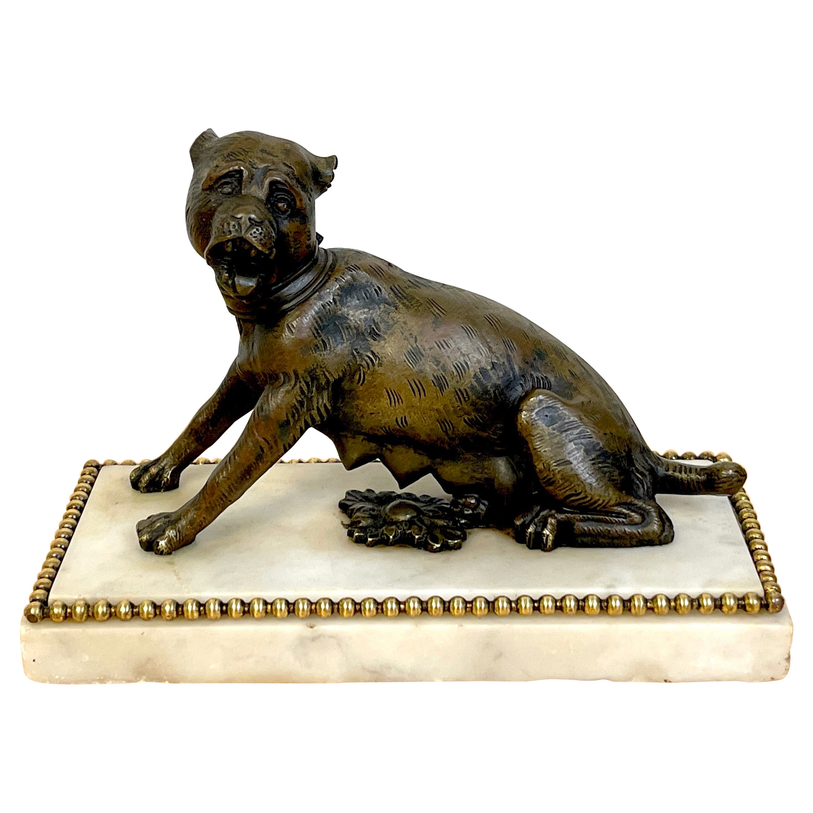Figure en bronze italienne du 18ème et 19ème siècle représentant une « Loup » assise en vente