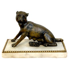 Figure en bronze italienne du 18ème et 19ème siècle représentant une « Loup » assise
