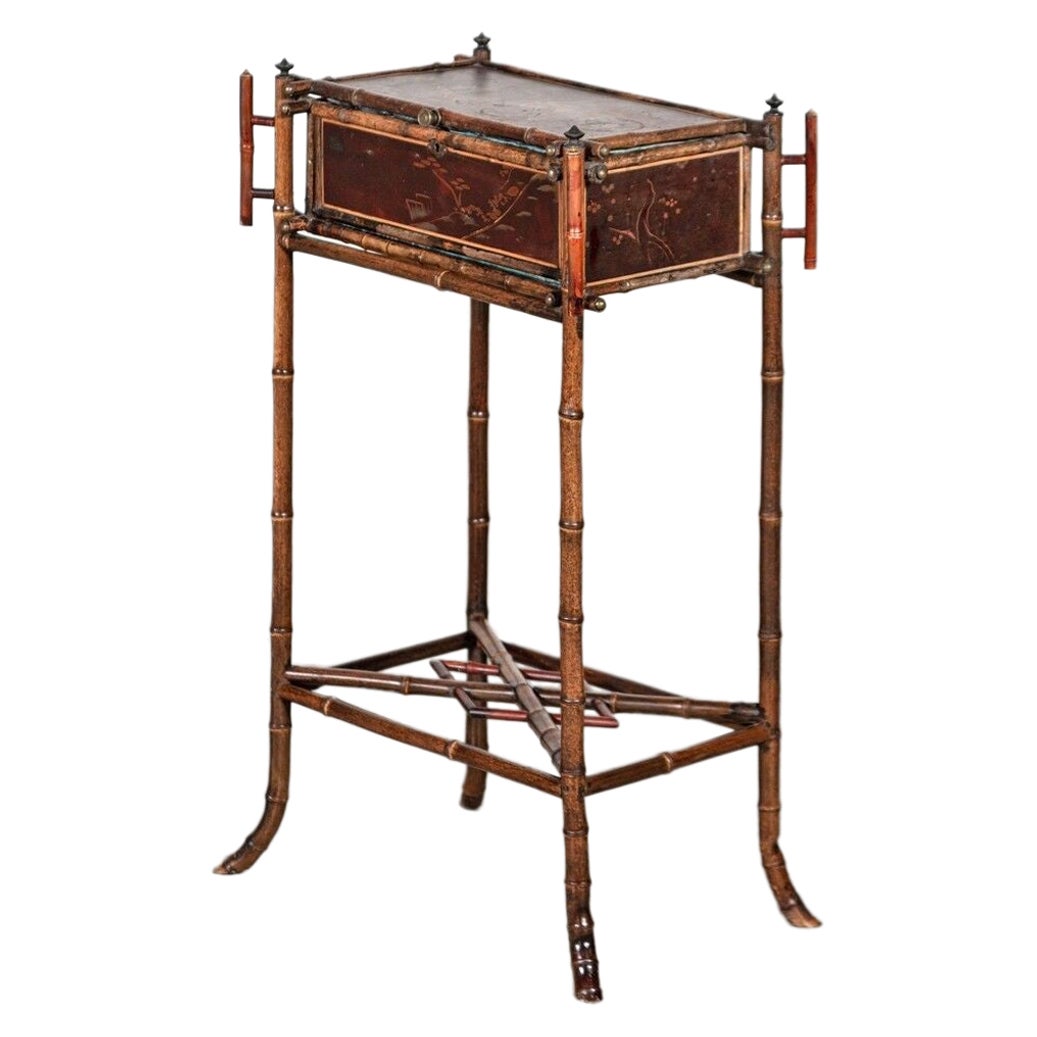 19th Century English Chinoiserie Bamboo Work / Side Table For Sale