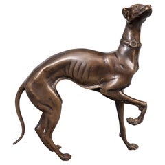  French Bronze Greyhound Whippet Dog Sculpture Figurine, circa 1960