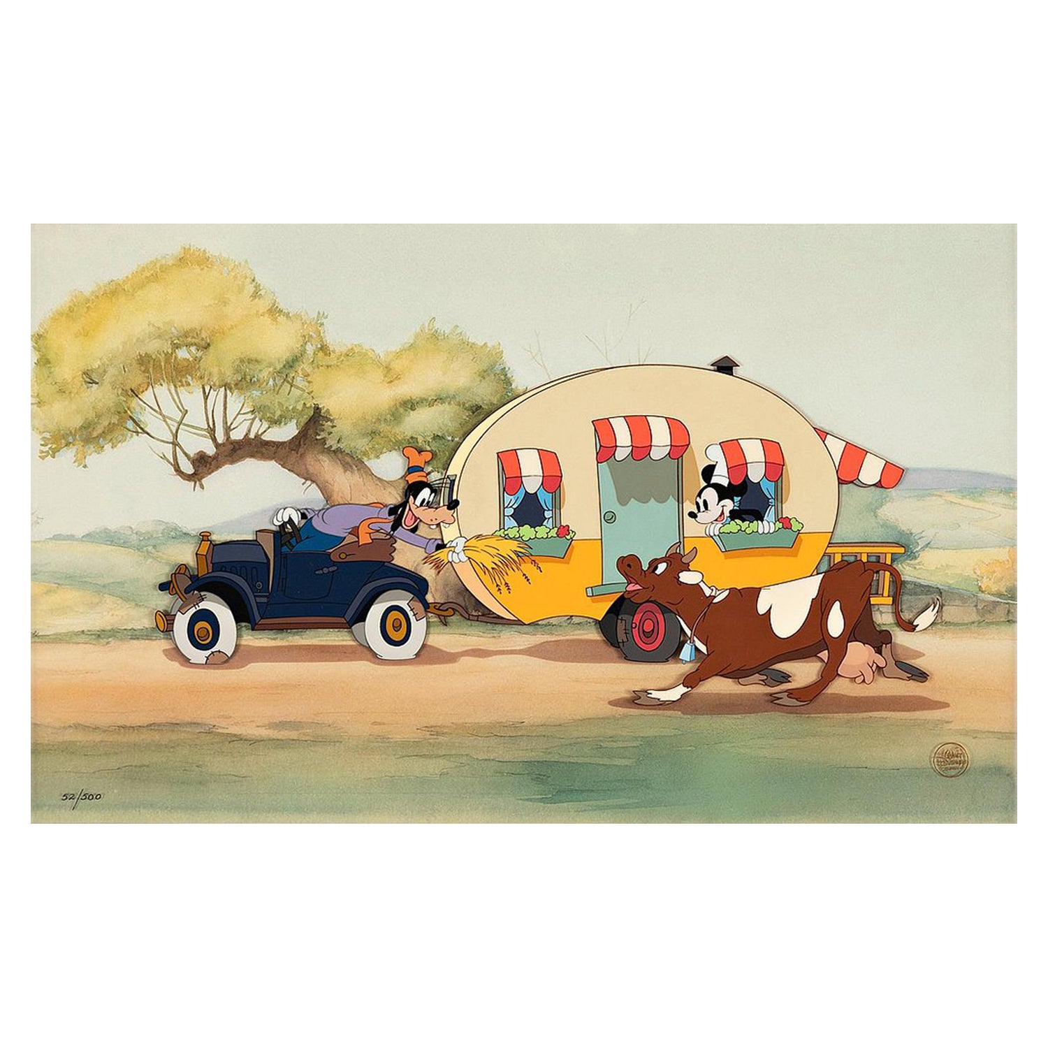 Walt Disneys "Mickey's Trailer, 1938", Iconic Color Animation Cel For Sale