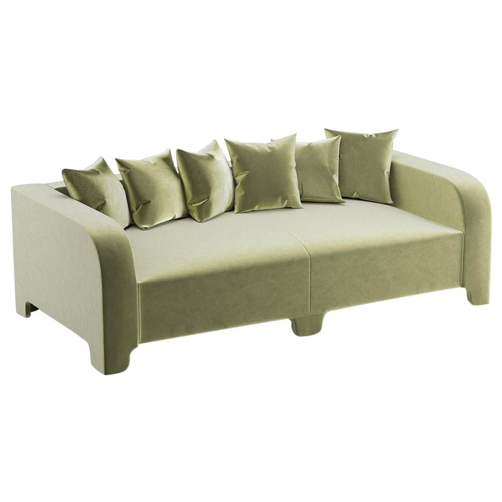 Popus Editions Graziella 4 Seater Sofa in Almond Green Como Velvet Upholstery For Sale