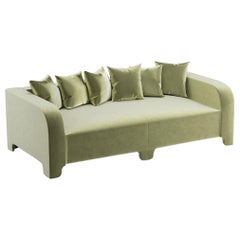 Popus Editions Graziella 4 Seater Sofa in Almond Green Como Velvet Upholstery