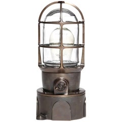 Antique Industrial Bronze Caged Light by Russell & Stoll Co