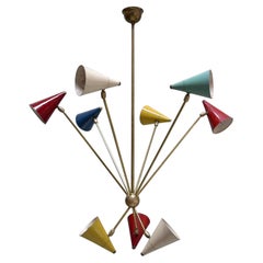 Grande lampe suspendue multicolore rare de Gilardi & Barzaghi, Italie, années 1950