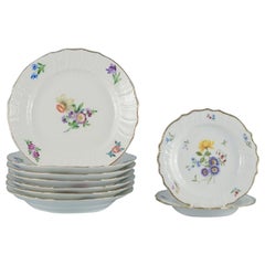 Royal Copenhagen, Saxon Flower, Nine Plates in Porcelain