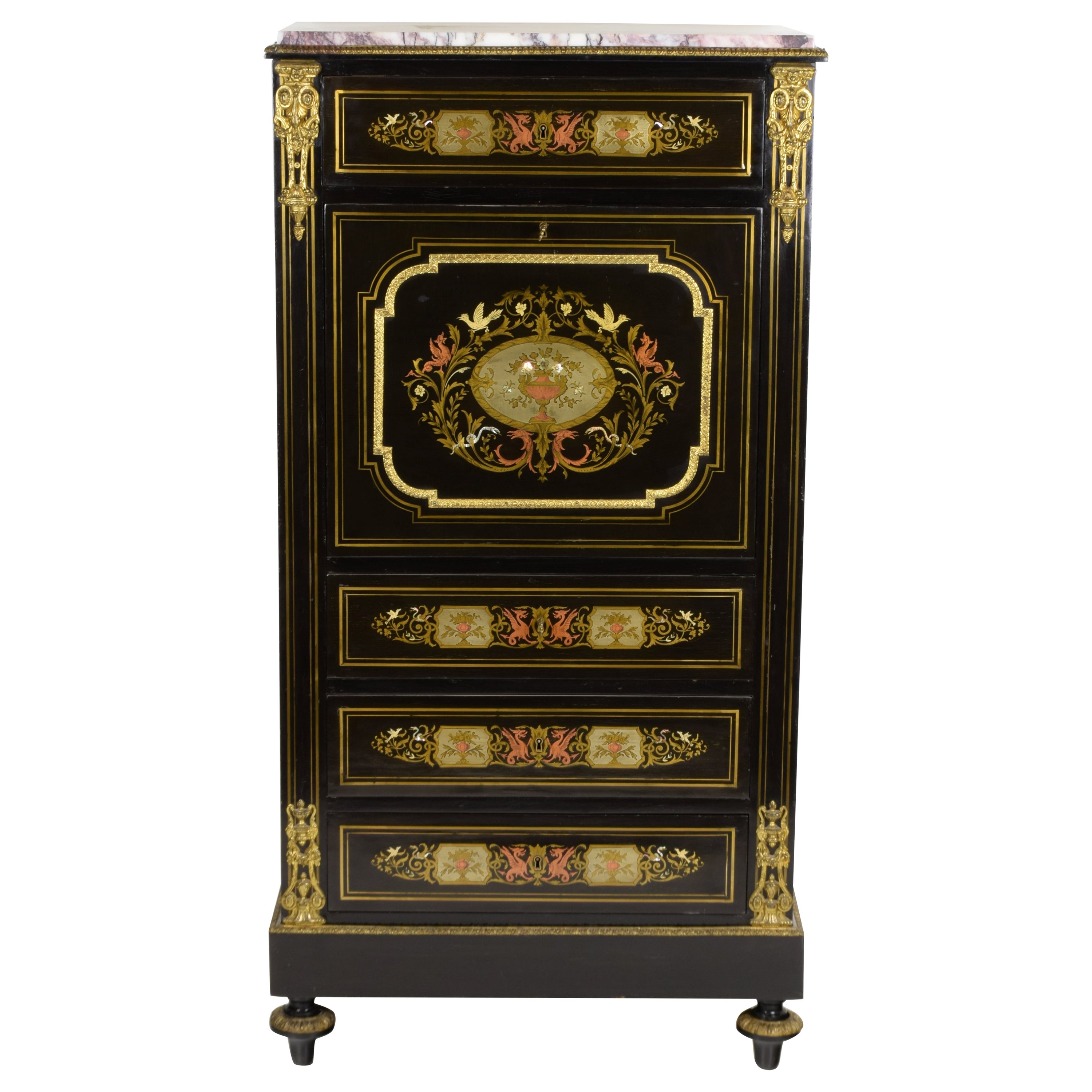 Secretaire Napoleone III, France, 19th Century, Black