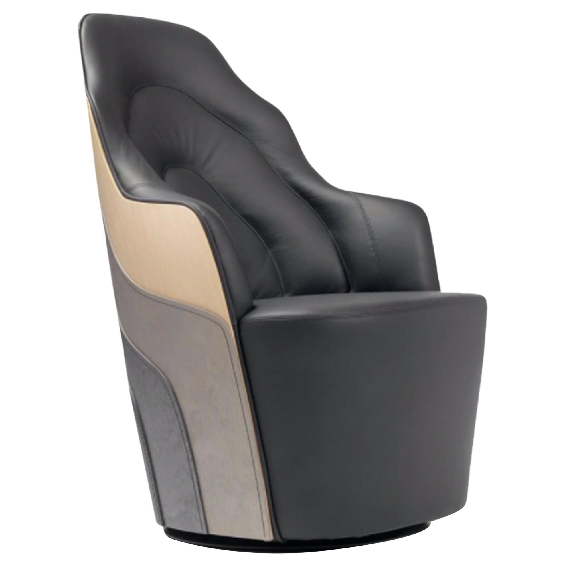 Färg & Blanche Contemporary Leather Couture Armchair by BD Barcelona For Sale
