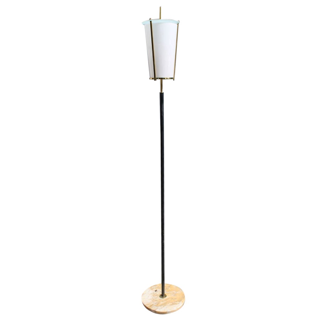 Midcentury Italian Floor Lamp Stilnovo Marble Brass Plexiglass For Sale