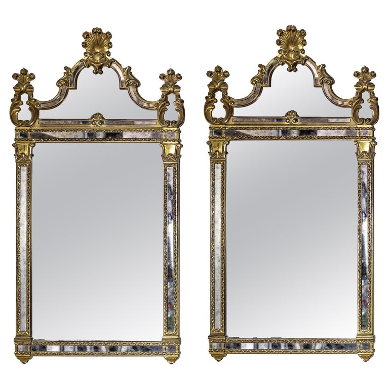 Pair of Vintage French Wall Mirrors For Sale at 1stDibs