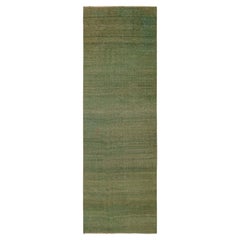 Vintage Midcentury Rug in Solid Green Tone-on-tone Striae by Rug & Kilim