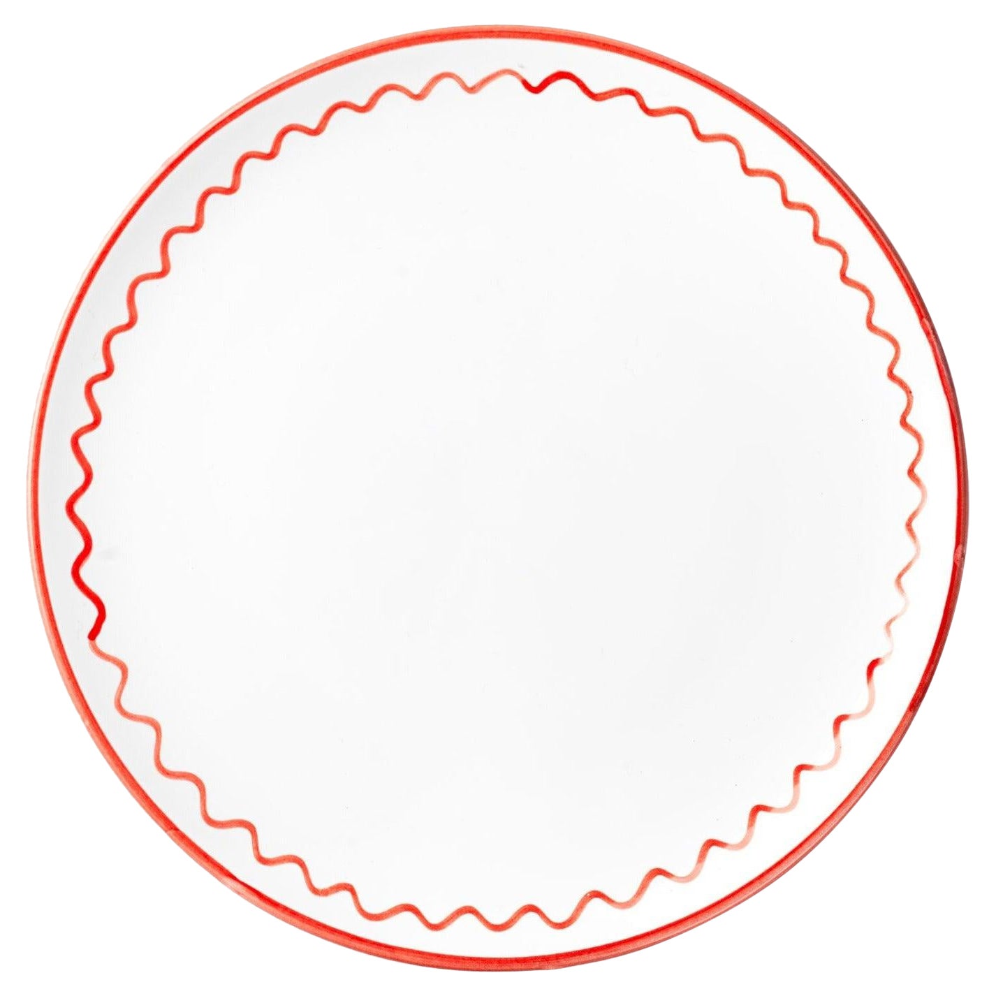 Lunch Plate, Lobster Red Zigzag Jore Copenhagen For Sale