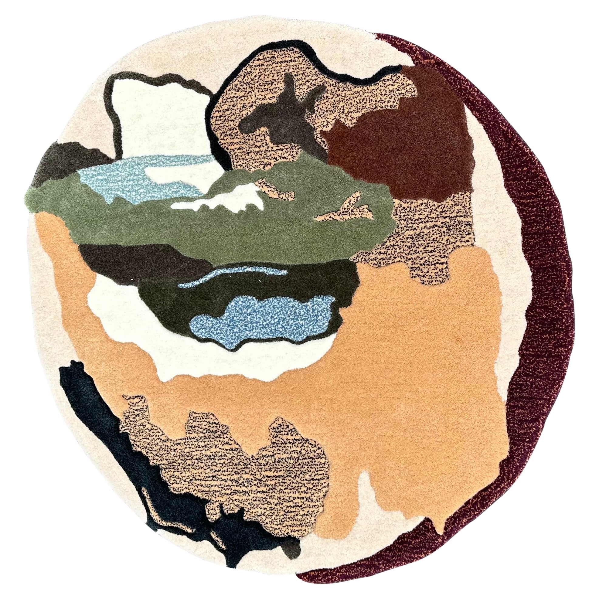 Vanille Fraise Runder Teppich mit erdfarbenen Farben von Rag Home im Angebot