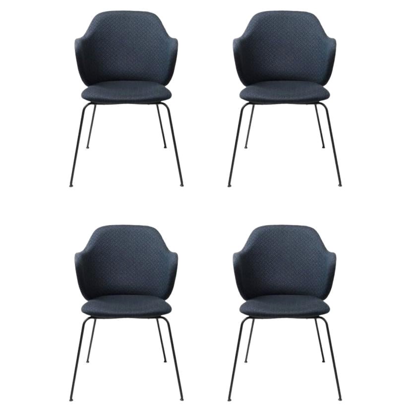 Set of 4 Blue Jupiter Lassen Chairs by Lassen For Sale