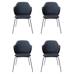 Set of 4 Blue Jupiter Lassen Chairs by Lassen