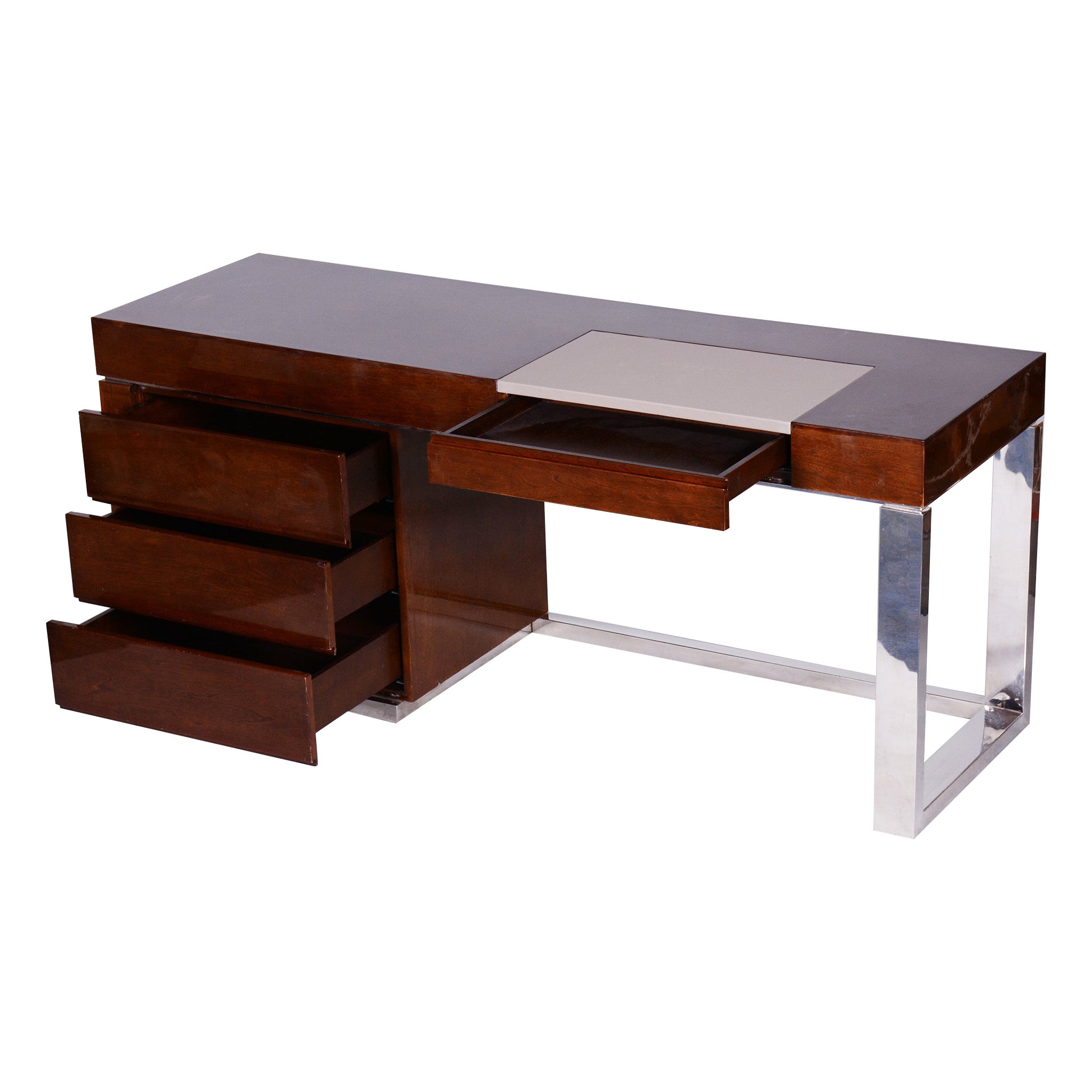 Midcentury Baker Furniture Walnut Parquetry Neoclassical Writing