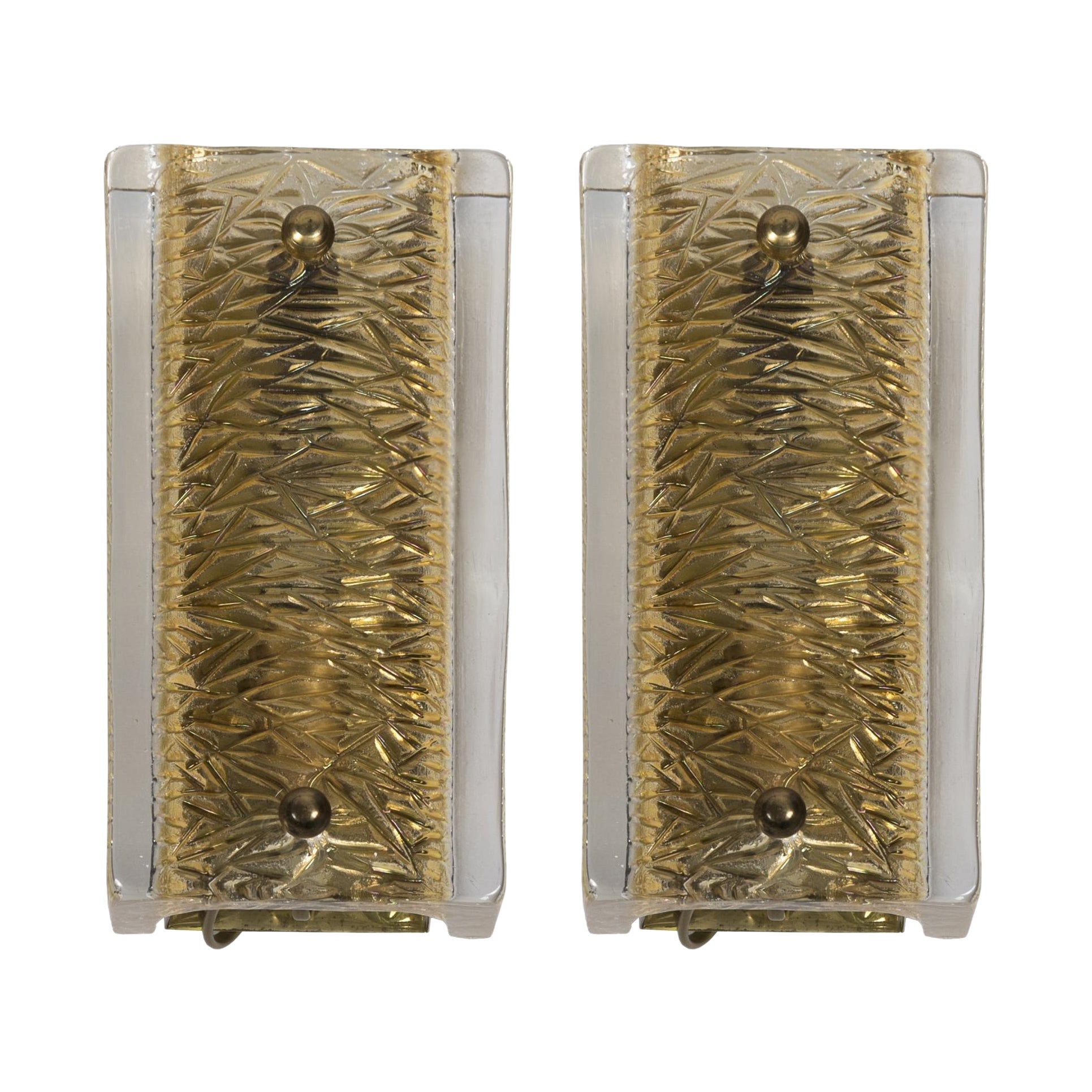 Pair of Murano Glass Sconces For Sale