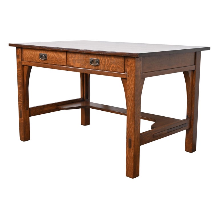 Antique Stickley Mission Oak Arts and Crafts Desk or Library Table