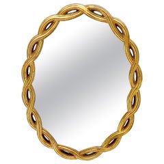 Oval Gold Gild Helix Pattern "Weaved" Frame Wall Mirror Mint!