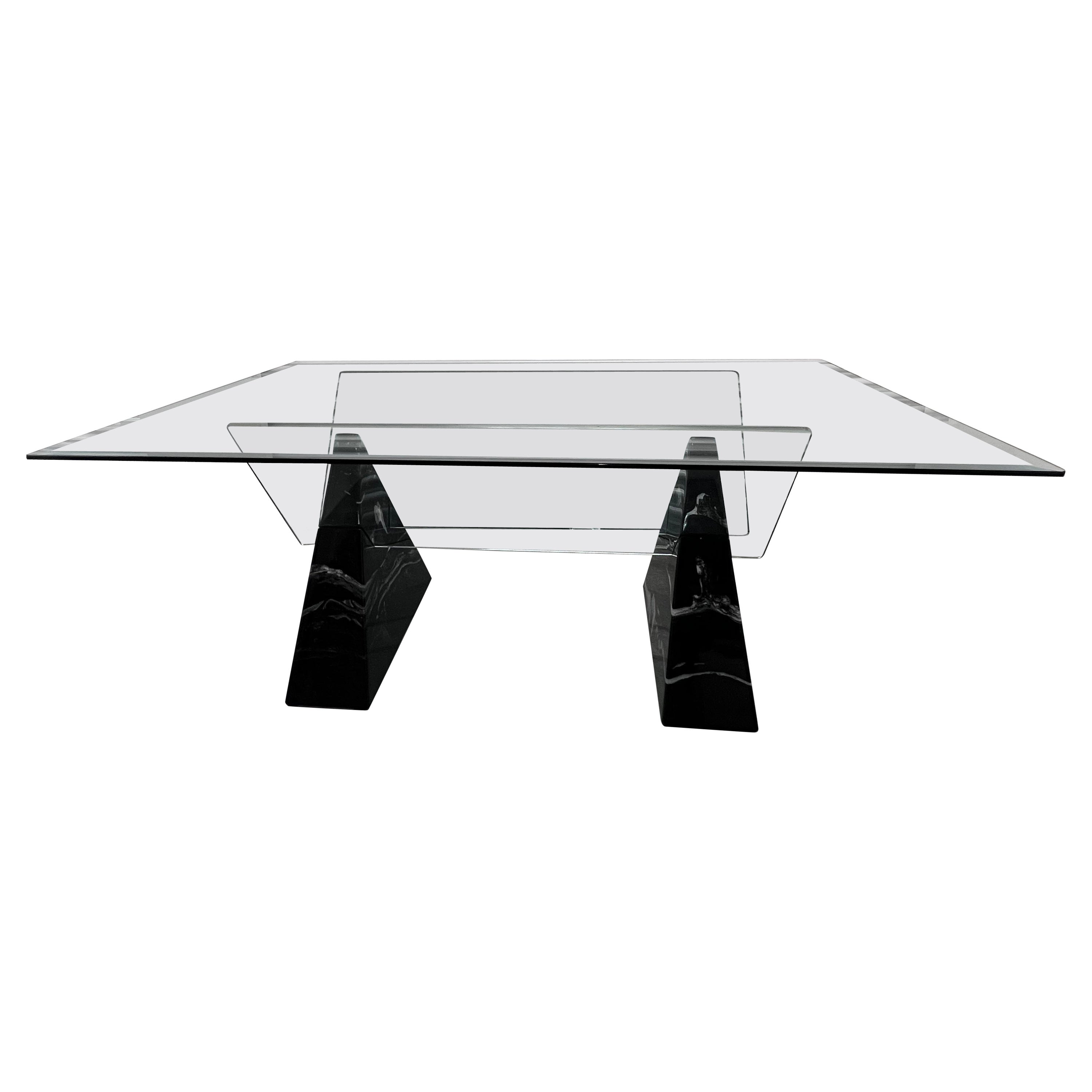 Postmodern Triangle Base Marble Dining Table in the Style of Massimo Vignelli For Sale