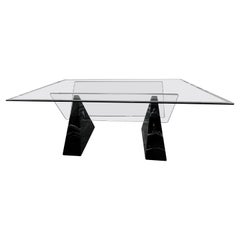 Postmodern Triangle Base Marble Dining Table in the Style of Massimo Vignelli