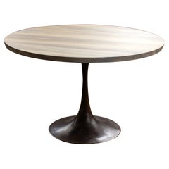 Light Wood Round Pedestal Base Dining Table Cast Bronze Amicalola Base