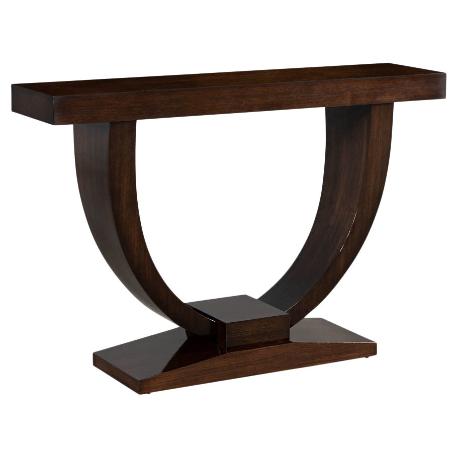 Custom Art Deco Inspired Modern Walnut Console Table For Sale