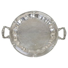 Antique Federal Silver Co. Silver Plated Large Round Twin Handle Platter Tray