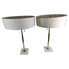 Midcentury Stiffel Brass & Marble Table Lamps Attributed to Tommi Parzinger