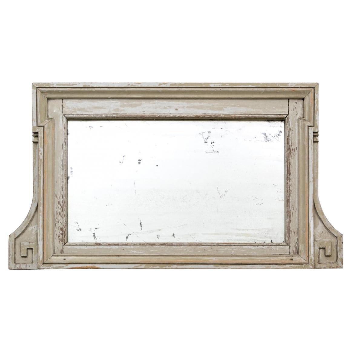 18th/19th C. Gray Paint Decorated Mirror For Sale