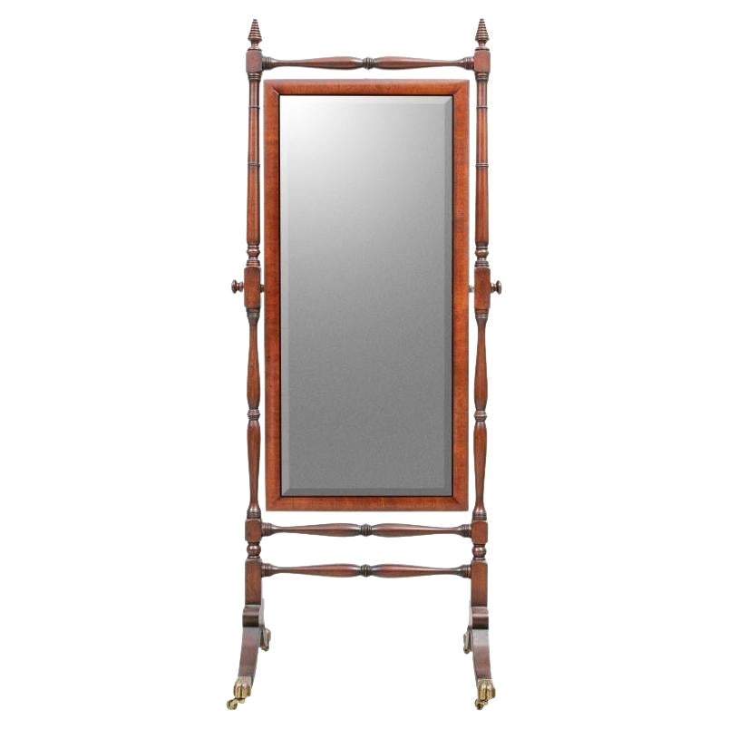 Fine Mahogany Cheval Beveled Mirror