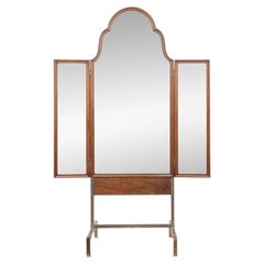 Antique Three-Part Folding Midcentury Cheval Mirror 