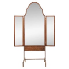 Retro Three-Part Folding Midcentury Cheval Mirror 