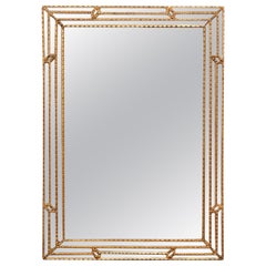 Italian Rectangular Wall Mirror w/Gold/Bronze Trim Accents, Mid-20th Century