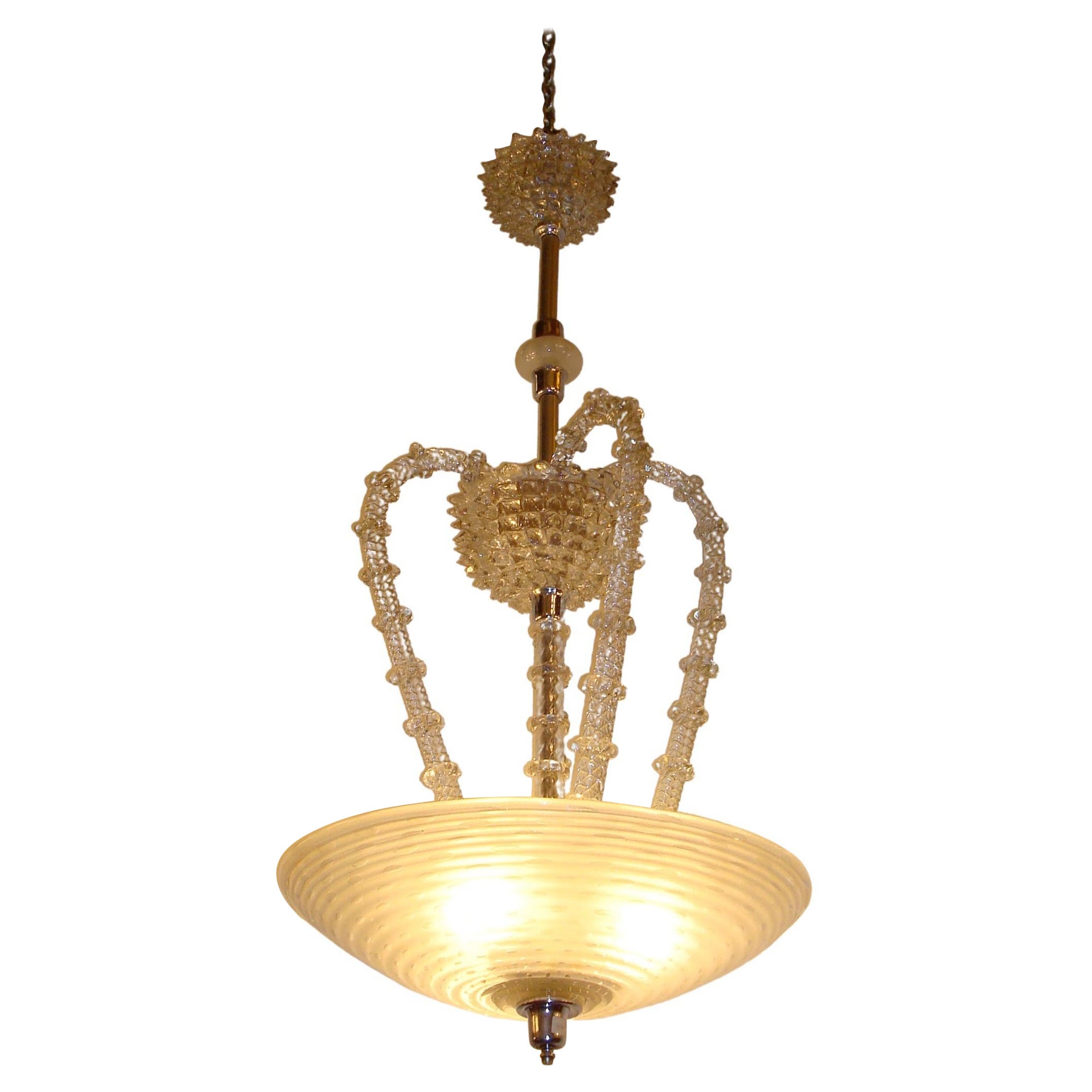 Chandelier in Murano Attributed to Venini Style, Art Deco, 1920 For Sale