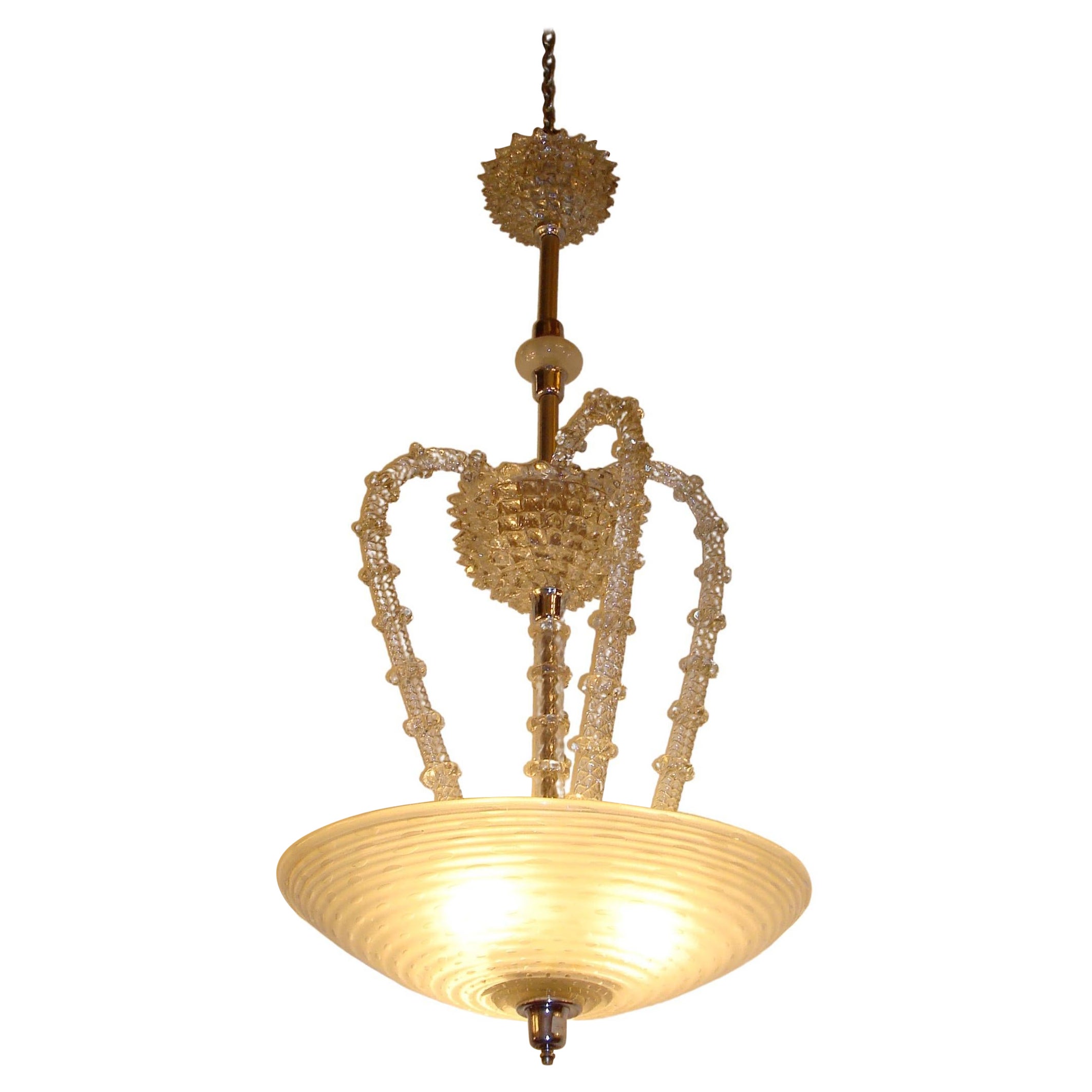 Chandelier in Murano Attributed to Venini Style, Art Deco, 1920