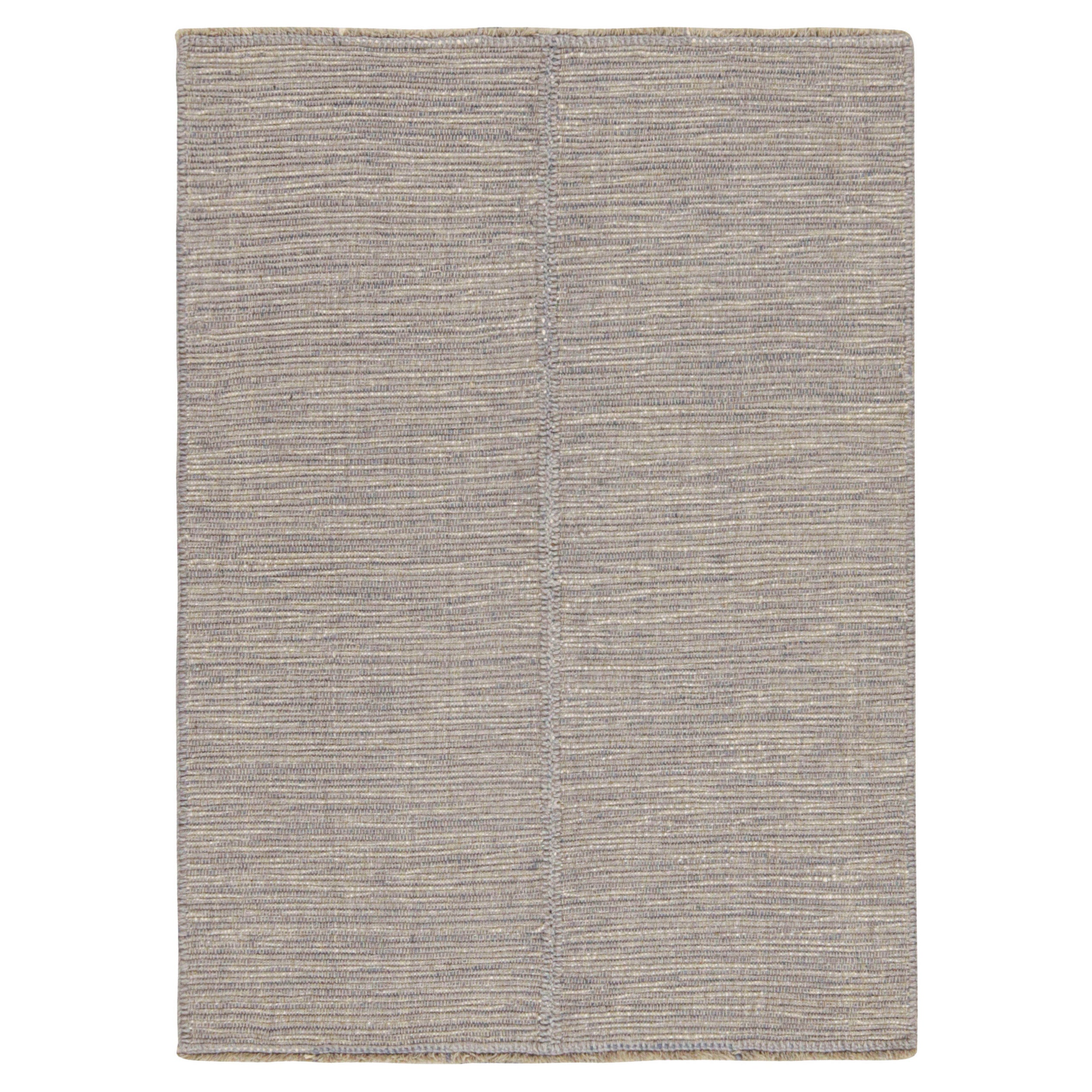 Rug & Kilim’s Contemporary Kilim Rug in Greige with Blue Accents For Sale
