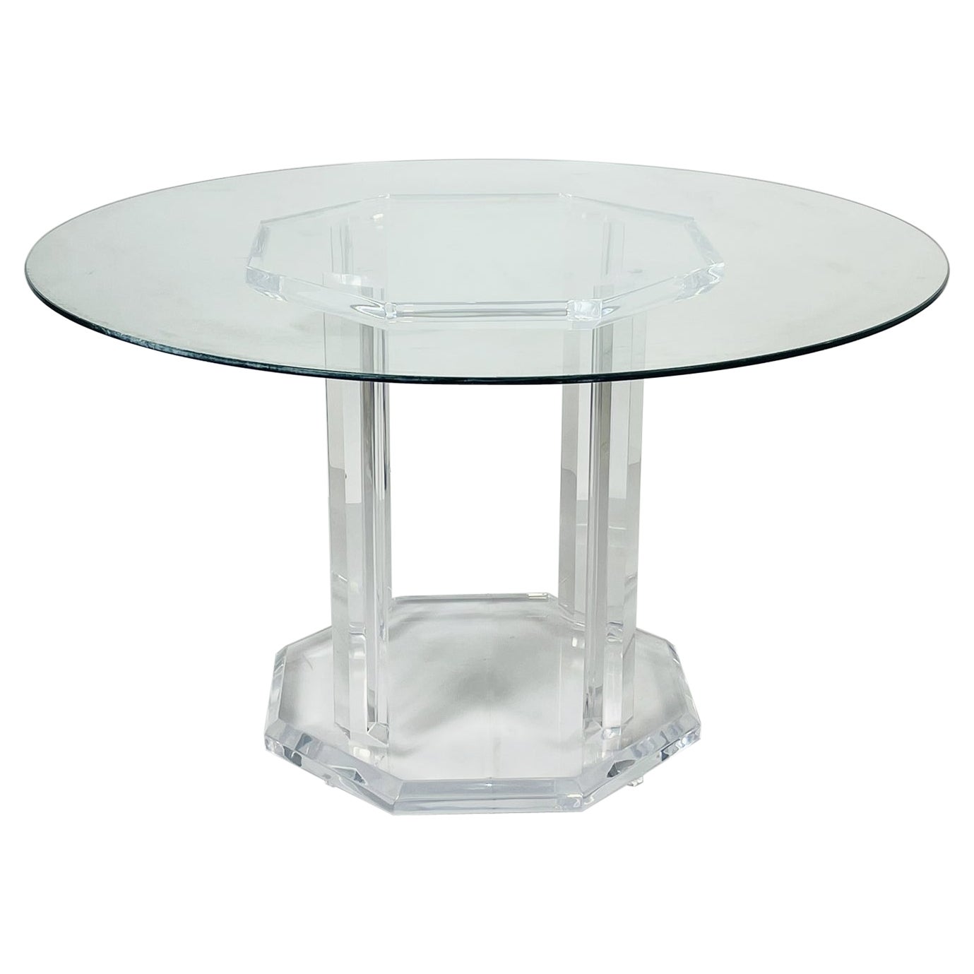 Octagonal Lucite Pedestal Table Base For Sale